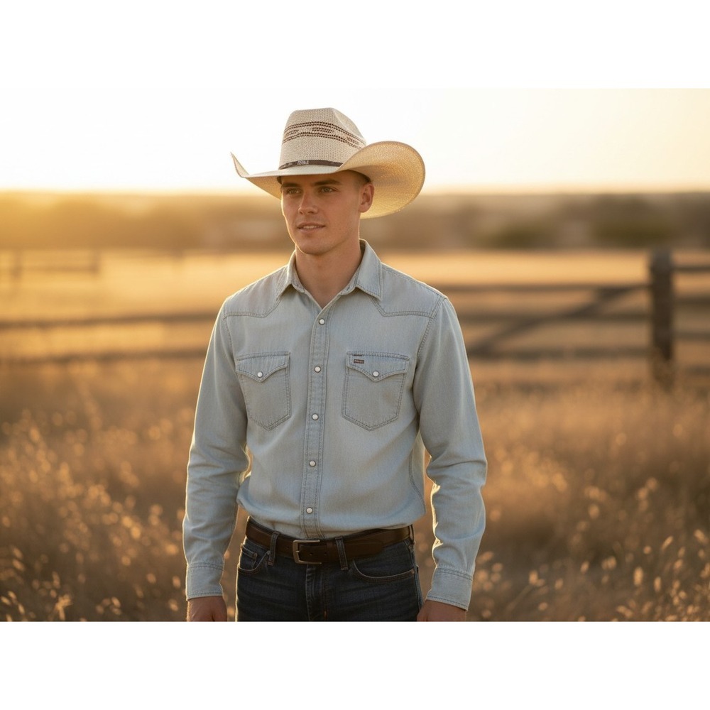NWT Twister Bangora Straw Cowboy Hat 7 1/4 Western Rodeo Ivory Brown Mexico